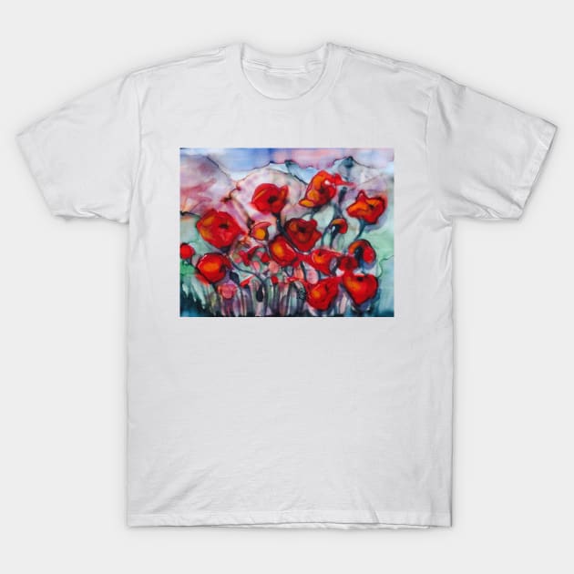 Poppies in nz T-Shirt by Pipsilk